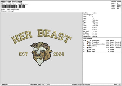 Beast Text 2503 Embroidery File 6 sizes
