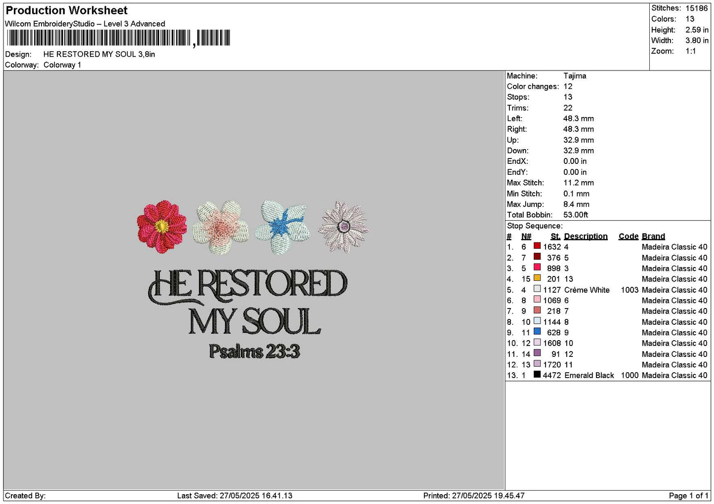 Restoredtext Embroidery File 6 sizes