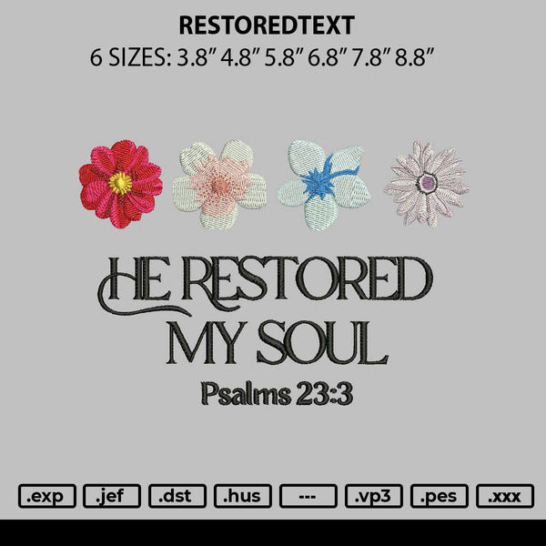 Restoredtext Embroidery File 6 sizes