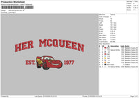 Mcqueen 3103 Embroidery File 6 sizes