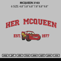 Mcqueen 3103 Embroidery File 6 sizes