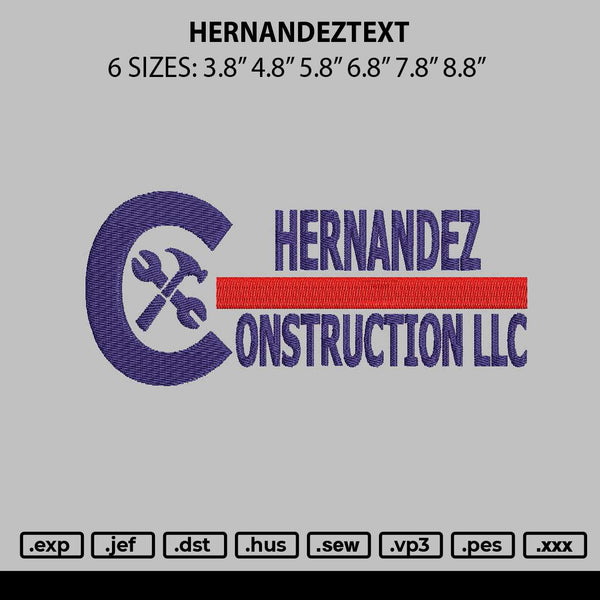 Contructiontext 2909 Embroidery File 6 sizes