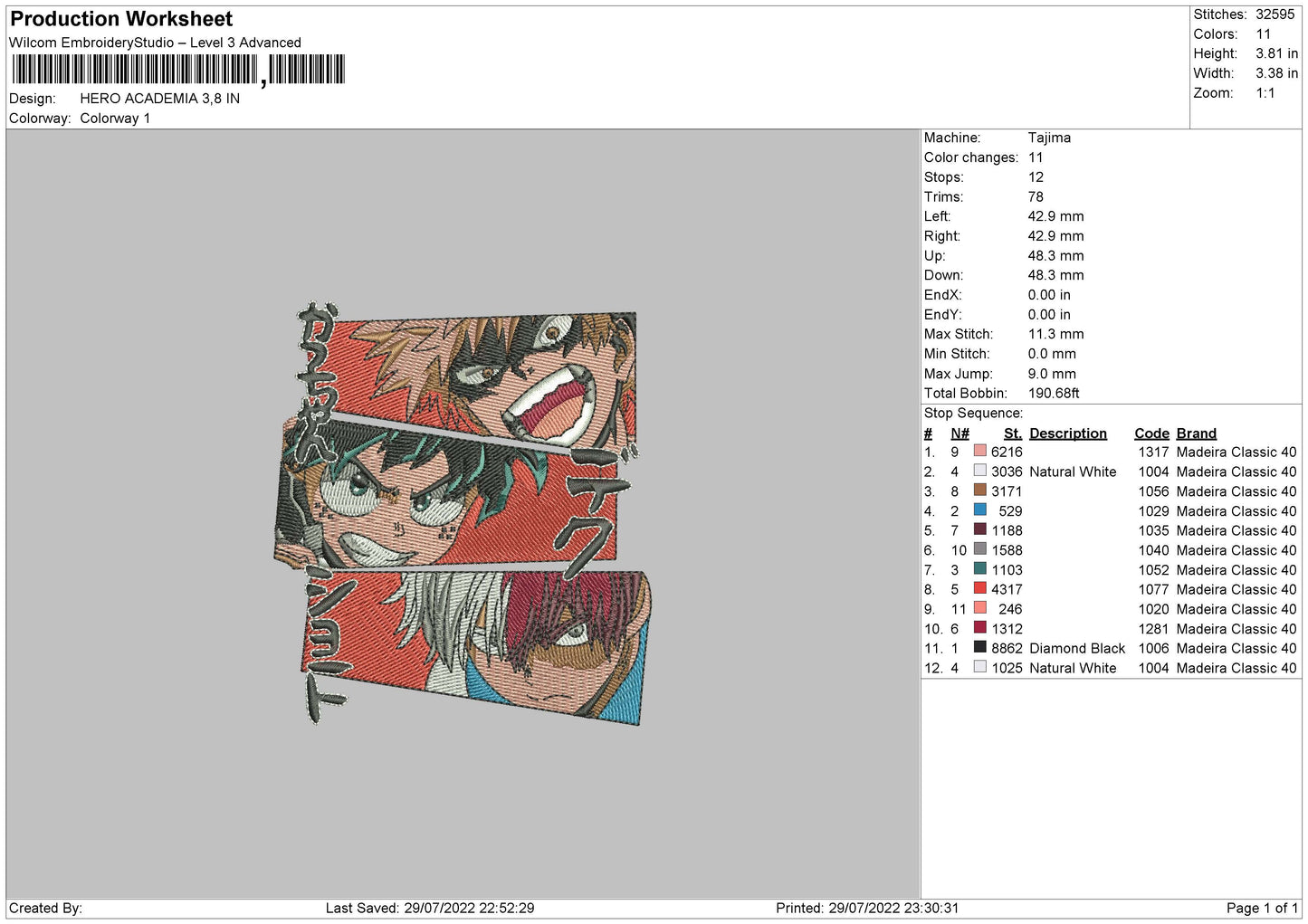 Hero Academia Embroidery File 4 sizes