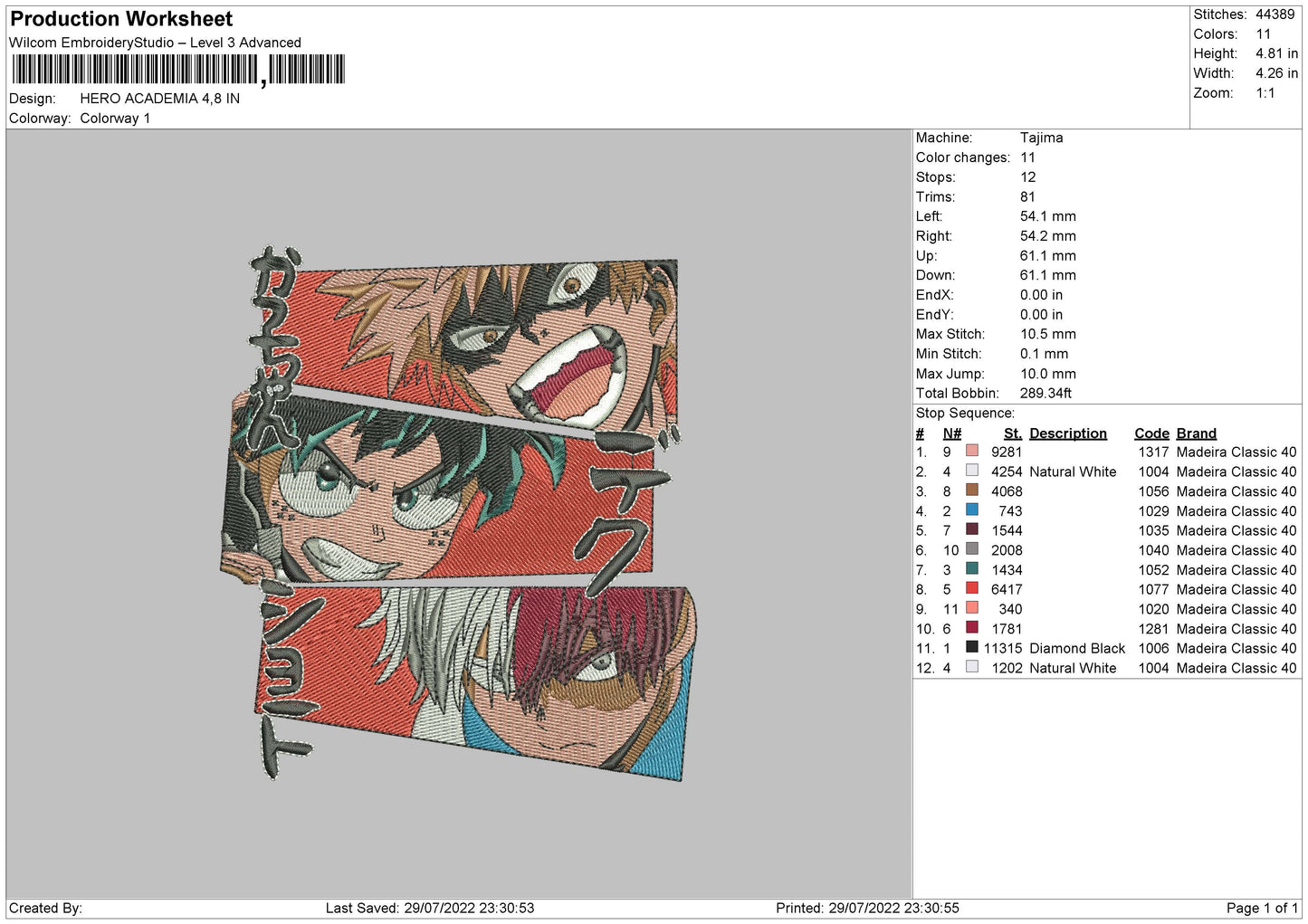 Hero Academia Embroidery File 4 sizes