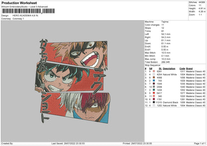 Hero Academia Embroidery File 4 sizes