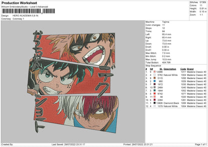 Hero Academia Embroidery File 4 sizes