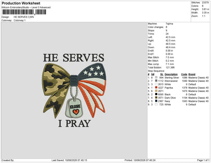 HE SERVE Embroidery Machine Design File