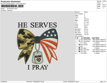 HE SERVE Embroidery Machine Design File