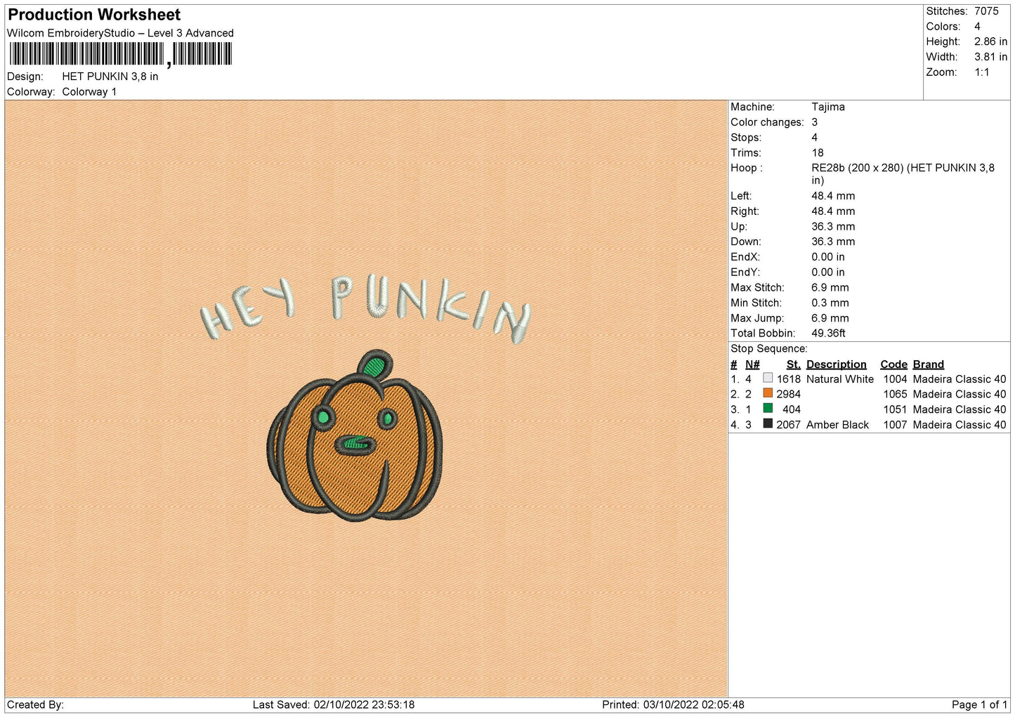 Het Punkin Embroidery File 6 sizes