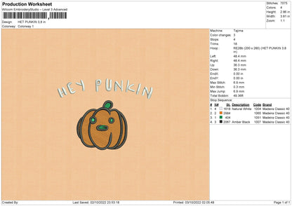 Het Punkin Embroidery File 6 sizes