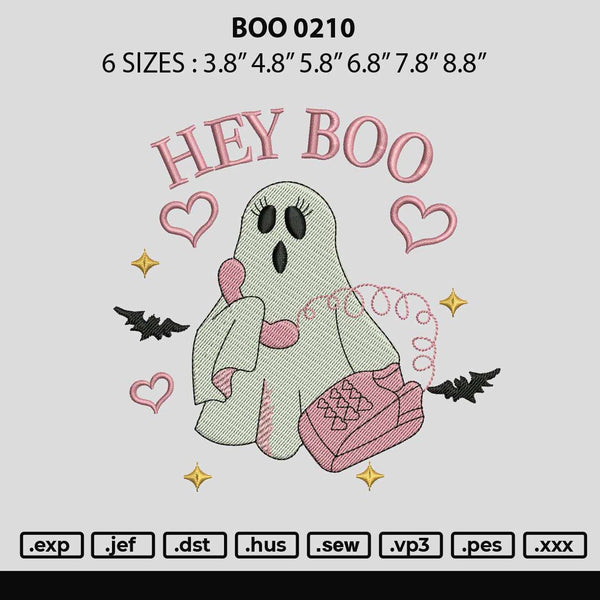 Boo 0210 Embroidery File 6 sizes