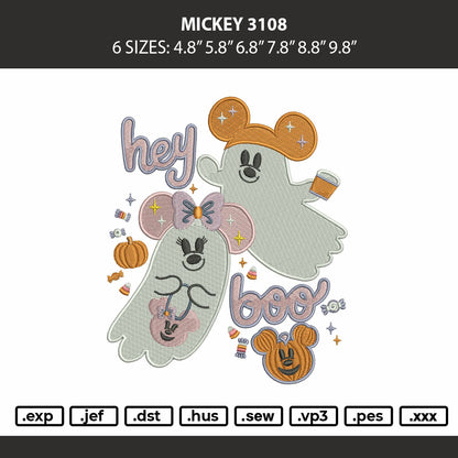 Mickey 3108 Embroidery Machine Design File 6 sizes
