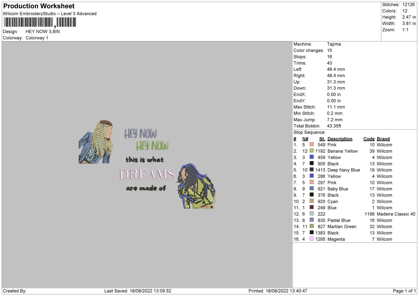Hey Now Embroidery File 5 Sizes