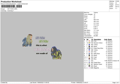 Hey Now Embroidery File 5 Sizes