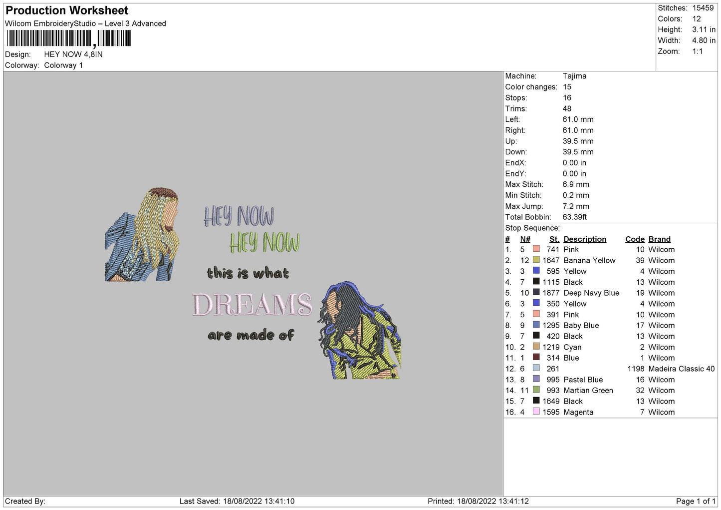 Hey Now Embroidery File 5 Sizes