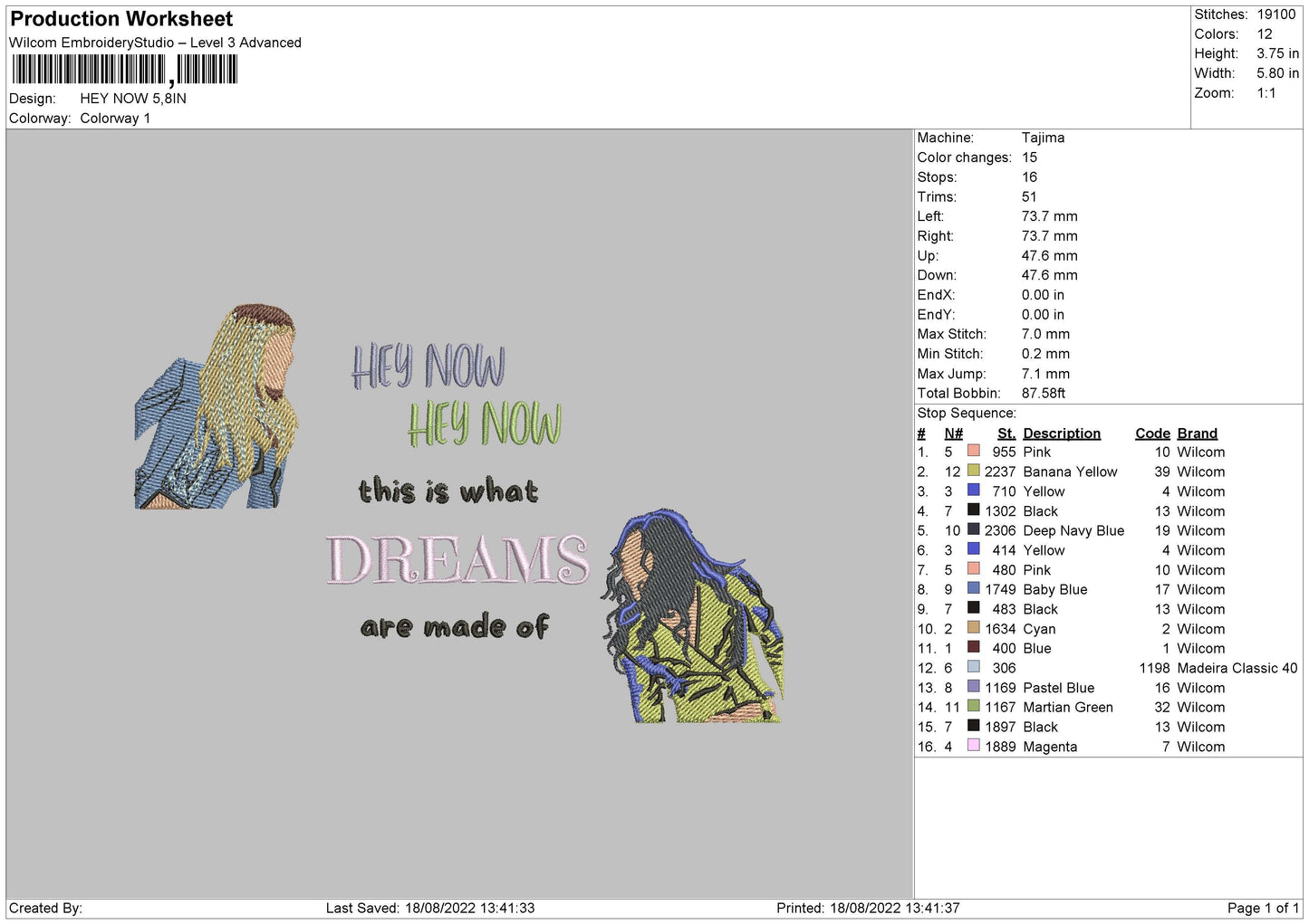 Hey Now Embroidery File 5 Sizes