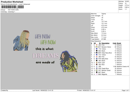 Hey Now Embroidery File 5 Sizes
