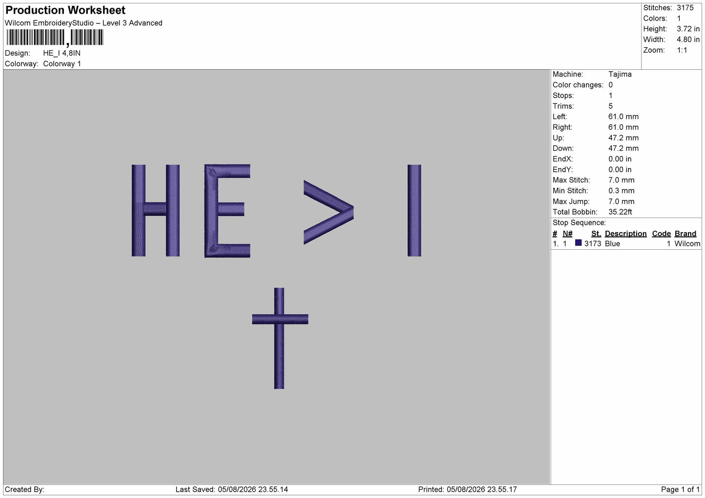 He Text Embroidery File 6 sizes
