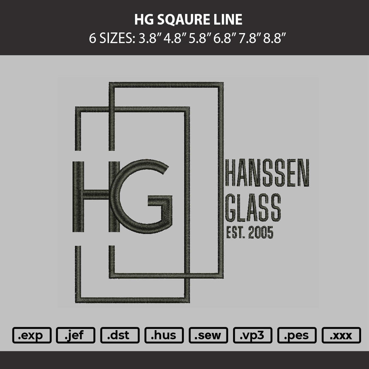 Hg Sqaure Line Embroidery Machine Design File 6 sizes