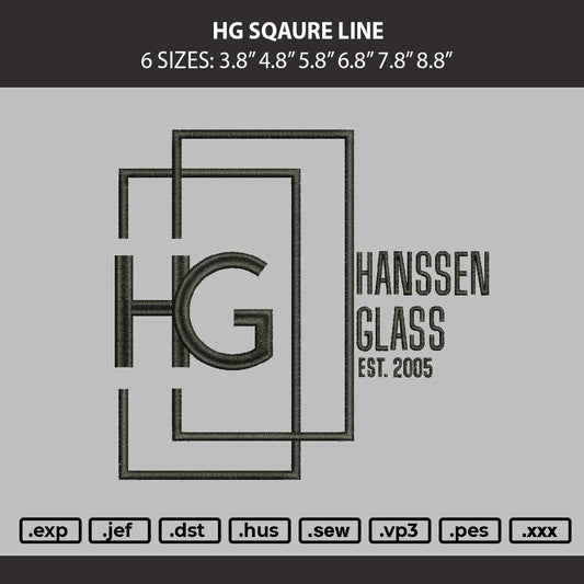 Hg Sqaure Line Embroidery Machine Design File 6 sizes