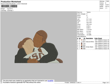 Hug Image Embroidery FIle 4 size