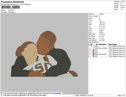 Hug Image Embroidery FIle 4 size