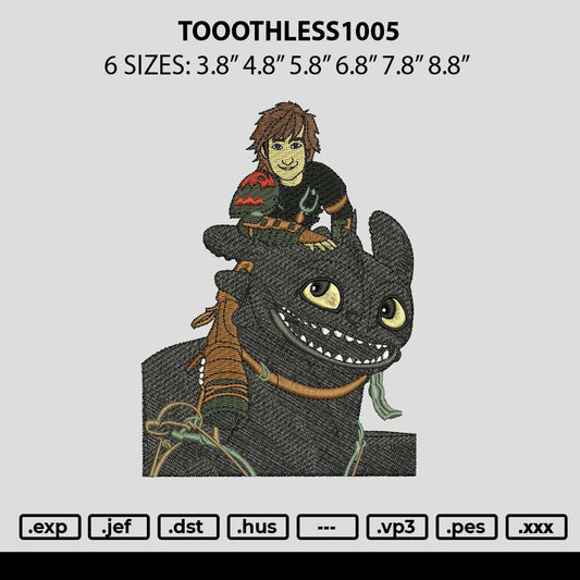Toothless1005 Embroidery File 6 sizes