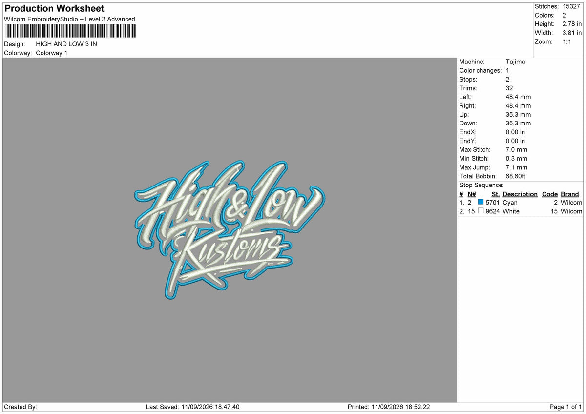 High Text 1109 Embroidery Machine Design File 6 sizes