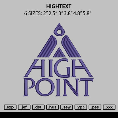 Hightext 0109 Embroidery File 6 sizes