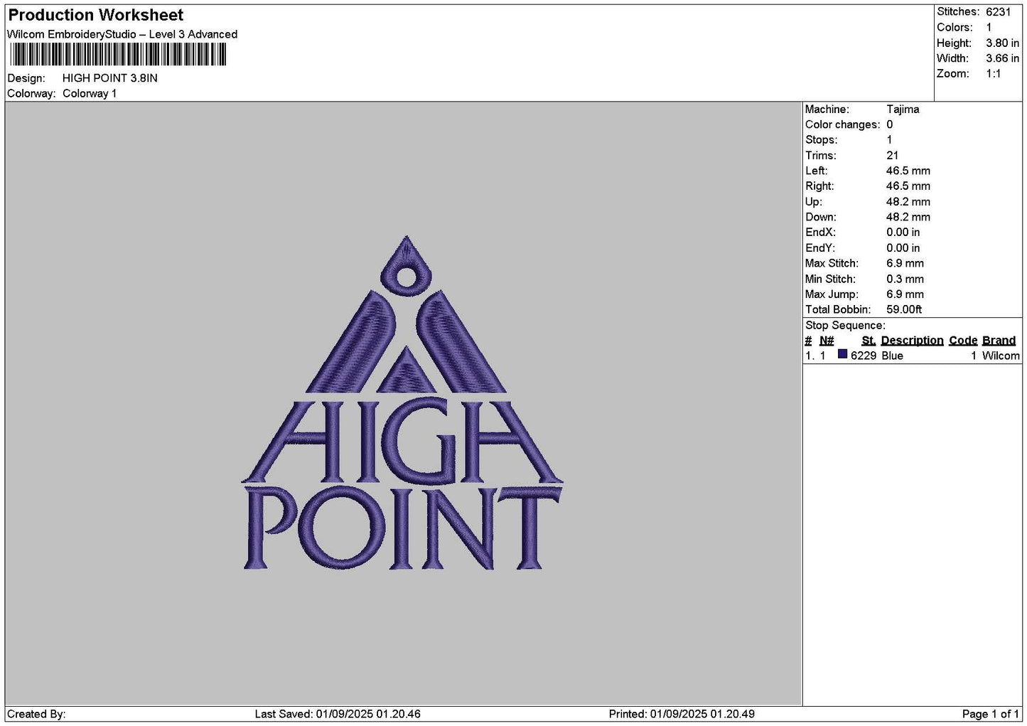Hightext 0109 Embroidery File 6 sizes