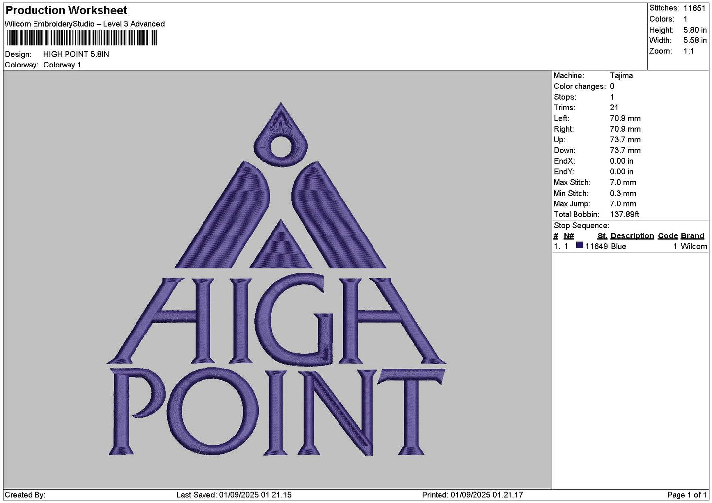 Hightext 0109 Embroidery File 6 sizes