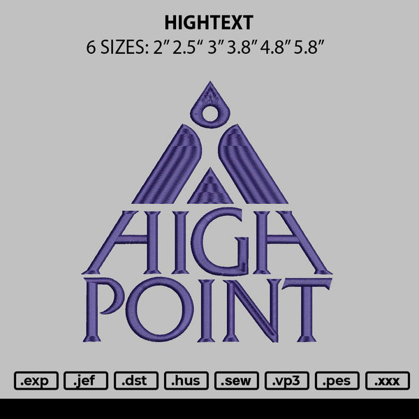 Hightext 0109 Embroidery File 6 sizes