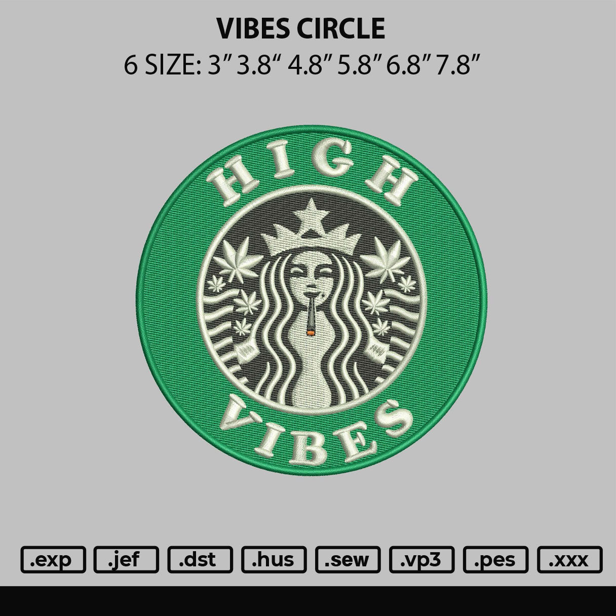Vibes Circle Embroidery File 6 sizes