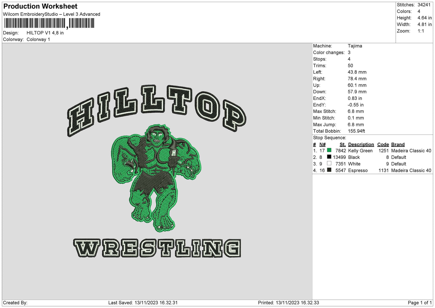 Hulk V1 V2 Embroidery 2 Files