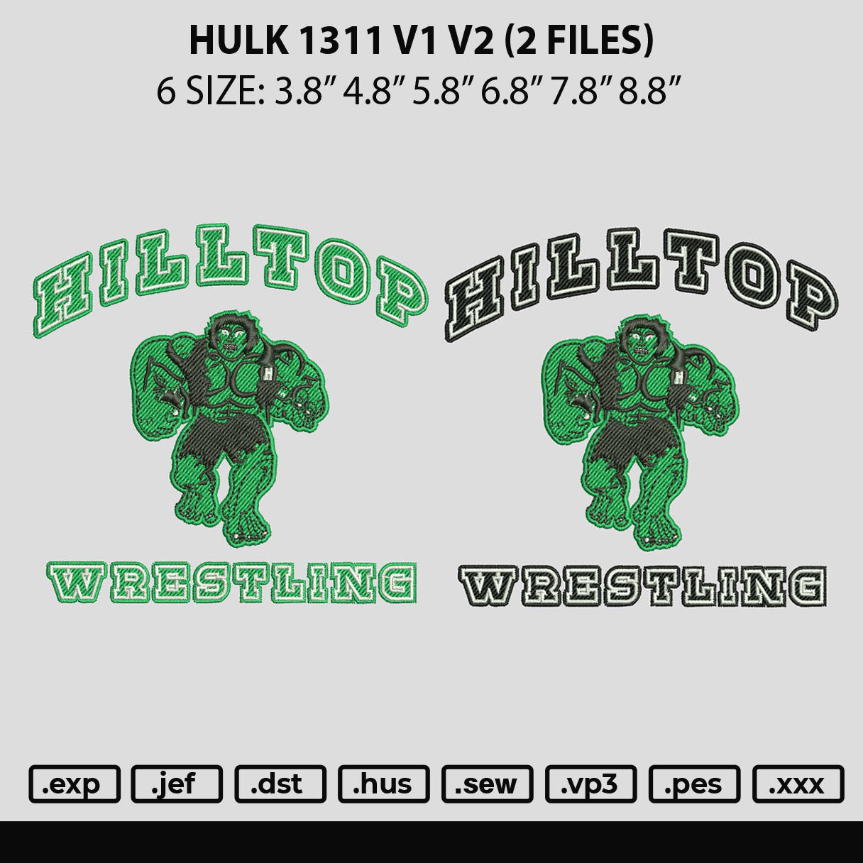 Hulk V1 V2 Embroidery 2 Files