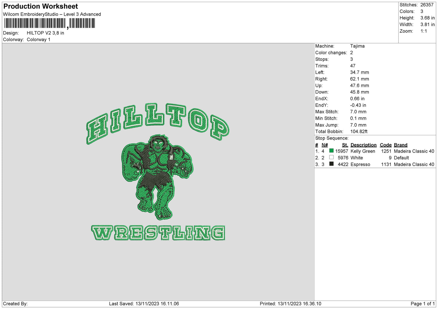 Hulk V1 V2 Embroidery 2 Files