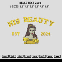Belle Text 2503 Embroidery File 6 sizes