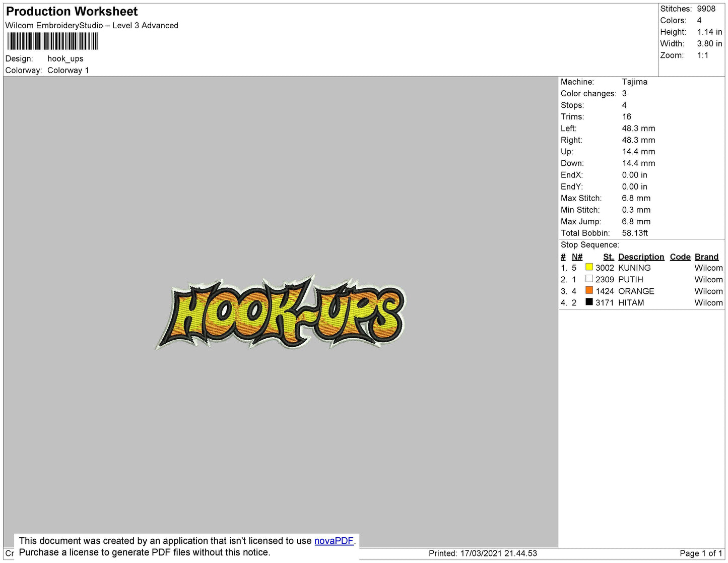 Hooks Up Text Embroidery File 4 size