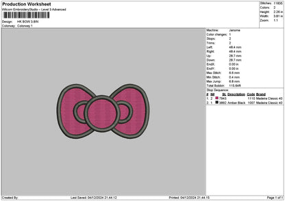 Hkbow 01 Embroidery File 6 sizes