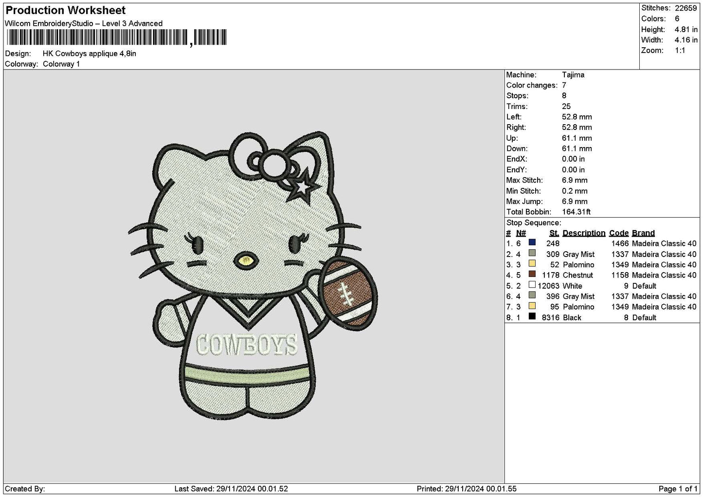 Hk Cowboys App Embroidery File 6 sizes