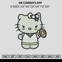 Hk Cowboys App Embroidery File 6 sizes