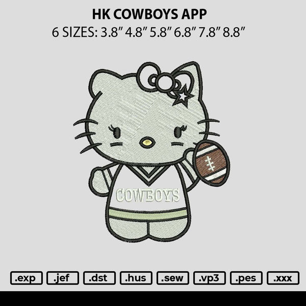 Hk Cowboys App Embroidery File 6 sizes