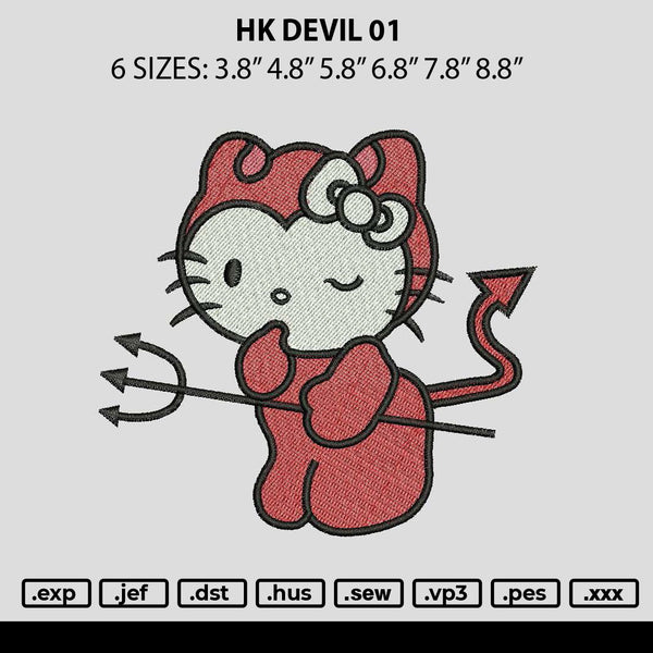 Hk Devil 01 Embroidery File 6 sizes