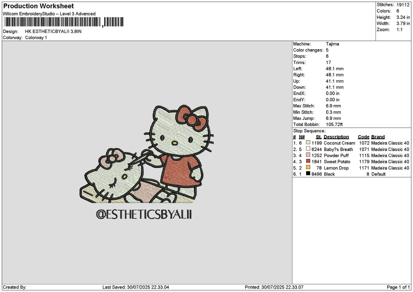 Hk Sleep 02 Embroidery File 6 sizes