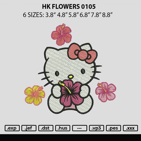 Hk Flowers 0105 Embroidery File 6 sizes