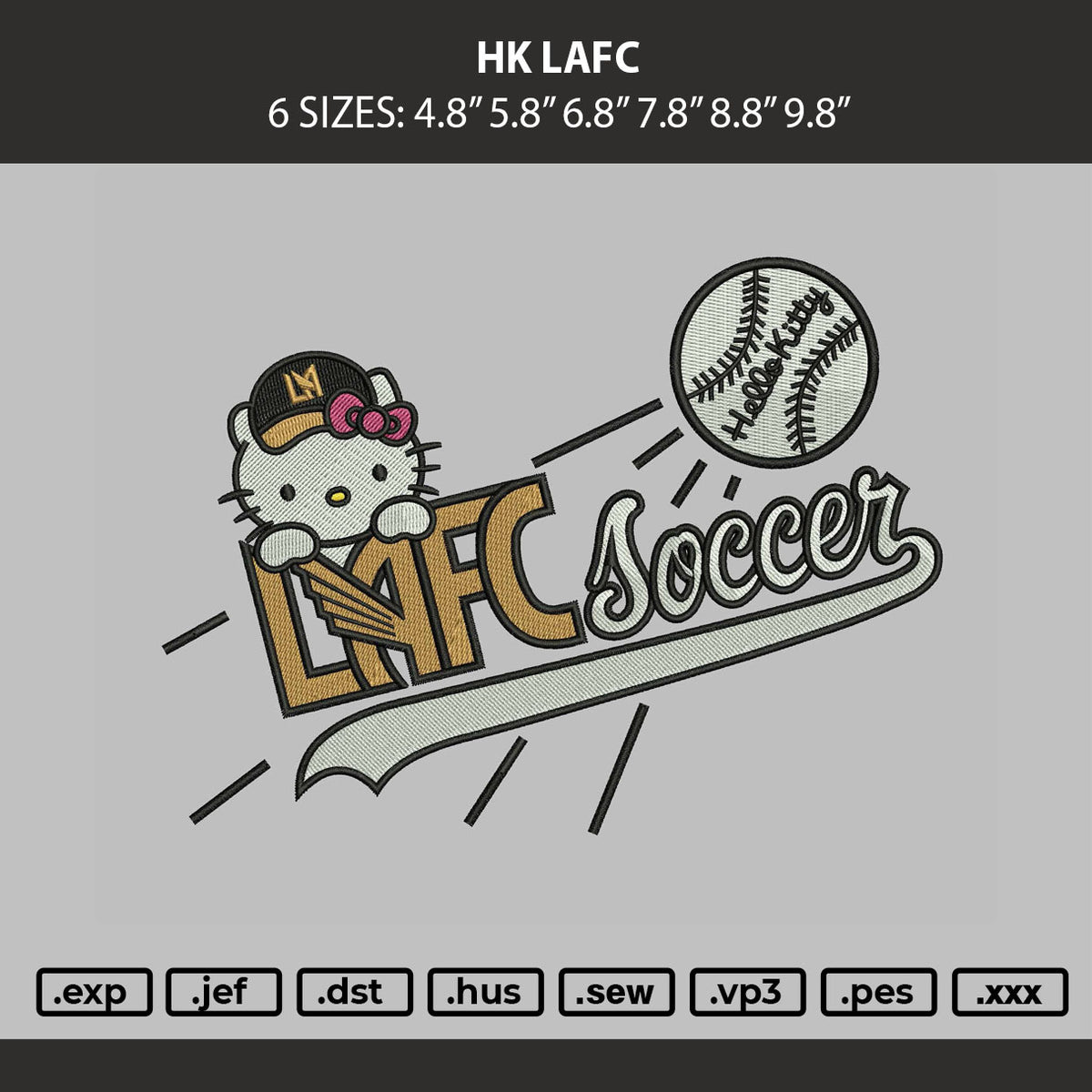 Hk Lafc Embroidery Machine Design File 6 sizes