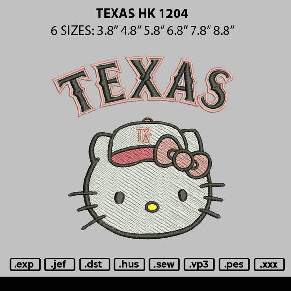 Texas Hk 1204 Embroidery File 6 sizes