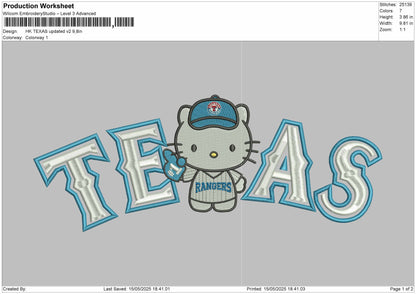 Texas Hk V2 Embroidery File 6 sizes