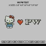 Hk Pw Text Embroidery File 6 sizes