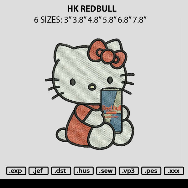 Hk Redbull Embroidery File 6 sizes
